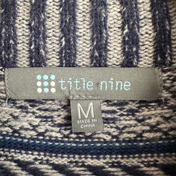 Title Nine Fair Isle Full Zip Washable Wool Sweater Jacket Cardigan M - Picture 3 of 9